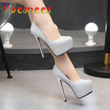 Women Sequin Mesh Cloth Pumps Fashion Nightclub Round Head Platform Party Stilettos Models Catwalk T Stage Show High Heel Shoes 2024 - buy cheap