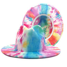 Sombrero de Fedora Multicolor para hombre y mujer, sombrero de fieltro con tinte de arco iris, para fiesta, iglesia, venta al por mayor 2024 - compra barato