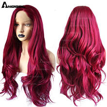 AN Synthetic Wig 32IN Burgundy Red T Part Lace Wig Long Natural Body Wave Wine Red Raising Hair K-Red Wigs For Women Sexy Paty 2024 - buy cheap