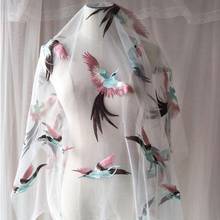 New Multicolor Mesh Yarn Bird Embroidery Cheongsam Hanfu Dress Children's Clothing Fabric 2024 - buy cheap