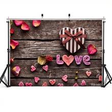 Love Flower Vintage Wooden Board Photography Background Props For Baby Shower Kid Portrait Food Cake Backdrop Photo Studio Decor 2024 - buy cheap