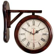 Roman Nordic Wall Clock Solid Wooden Two Sided Wall Watches Home Decor Living Room Decoration Mute Movement Kitchen Clocks Gift 2024 - buy cheap