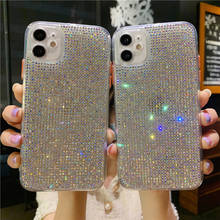 3D Glitter diamond transparent protection soft phone case for iphone 12 11 Pro 7 8 Plus X XS XR MAX 2020 SE bling back cover 2024 - купить недорого