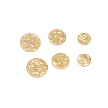20 pçs/lote Disco Martelado Encantos 8/10/12mm Gold Tone Stainless Steel Rodada Em Branco Coin Pendents Conectores Para DIY Fazer Jóias 2024 - compre barato