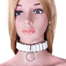 Adult Womens Woven Leather Metal Choker Collar with O Ring Fetish Link Trainer Punk Neck Restraint SM Bondage Gear 2024 - buy cheap