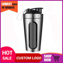 Custom Logo Stainless Steel Protein Shaker with Mixing Ball BPA Free Water Bottle Leakproof Gym Tumbler Mixer Sport Drink Bottle 2024 - buy cheap
