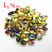 TopStone 100pcs Mix Color Shapes Glass Crystal Sew On Gold Claw Rhinestone Strass DIY Wedding Dress Bags Decoration 2024 - buy cheap