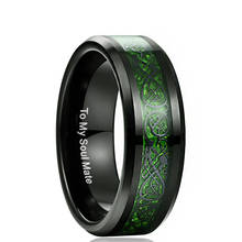 8mm Carbon Fiber Green Zircon Ring Dragon Pattern 100% Tungsten Carbide Rings Green Color Wedding Bands Male Jewelry 2024 - buy cheap