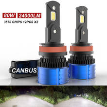 80W H7 H4 Led Canbus 24000LM High Power Headlight H1 H8 H11 9005 Hb3 Hb4 9006 Led Bulb Turbo Lamp for Car 2PCS 6000K White Light 2024 - buy cheap