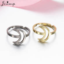 Jisensp Geometric Moon Open Adjustable Female Rings for Women Simple Stainless Steel Ring Punk Jewelry Boho Joint Finger Ring 2024 - buy cheap