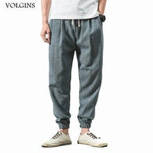 Streetwear primavera e verão moda masculina estilo chinês dos homens algodão linho calças soltas masculino casual harem calças 2024 - compre barato