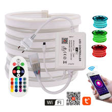 Wifi RGB Neon Strip Light+24Key Remote 5050 Flexible LED Tape Phone App Control Waterproof Neon Sign Rope String 110V 220V 2024 - buy cheap