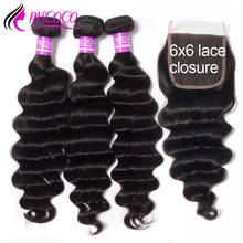 Mscoco Brazilian Hair Weave Bundles With 6x6 Closure Loose Deep Wave Bundles With Closure Curly Human Hair Bundles With Closure 2024 - buy cheap