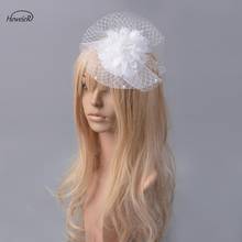 Women Bridal Lady Accessories Handmade White Netting Flower Hair Clip Wedding Fascinator Hat 2024 - buy cheap