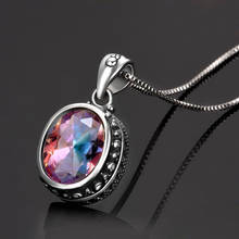 S925 Sterling Silver Oval Rainbow Pendant Necklace Ladies Handmade Fine Jewelry Gifts Wholesale 2024 - buy cheap