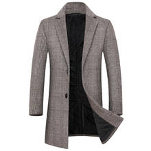 Mens Wool Jackets Autumn Winter Men's Woolen Peacoat Casual Thicken Plaid Jacket Coat Overcoat Warm Outerwear Male Windbreaker 2024 - buy cheap