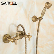 Classic European Style Antique Brass Wall-Mounted Shower Mixer Water Tap Wholesale Price Copper Retro Shower Set SF1001 2024 - buy cheap