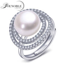 Bridal Genuine Natural Freshwater Pearl Ring Women,Adjustable 925 Silver Ring Pearl Angagement Girl Best Gift 2024 - buy cheap