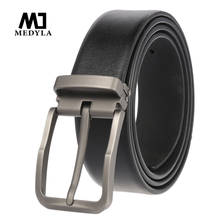MEDYL-Cinturón de cuero genuino para hombre, Correa clásica de cuero de lujo con hebilla de acero inoxidable, LY4019 2024 - compra barato