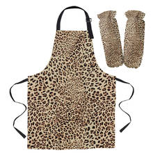 Delantal con estampado de leopardo para niños y adultos, manoplas para horno, accesorios de cocina para hornear, babero, Sexy 2024 - compra barato
