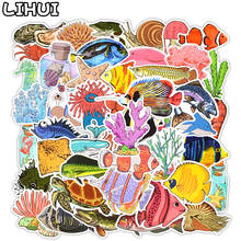 50 PCS Ocean World Animals Sea Fishes Stickers Coral Turtle Dolphin Funny Stickers for Laptop Suitcase Freezer Bike Car Decals 2024 - buy cheap