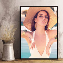 Retrato de alta definición, imagen de Lana Del Rey, cantante de música, modelo de lienzo, póster impreso, foto, Bar, cafetería, artista de pared, decoración Del hogar 2024 - compra barato