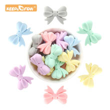keep&Grow 50pcs Bow Ties Silicone beads Cartoon Teethers Food Grade For DIY Necklace/Bracelet Making Teething Accessories 2024 - buy cheap