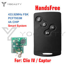 YOCASTY-llave de coche remota PCF7953, 4 botones, 433MHz, sin llave, pasivo, para 2009 - 2015 Clio IV 2013 - 2017 Captur 2024 - compra barato
