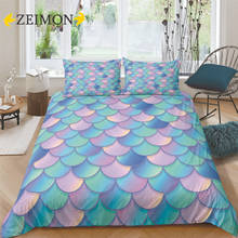 Zeimon-conjunto de cama estilo sereia, tecidos, roupa de cama em 3d, estampa animal, de poliéster, capa de edredom e travesseiro 2024 - compre barato