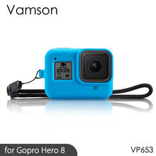 Vamson-funda protectora para Gopro Hero 8, funda de goma de silicona suave, correa de muñeca ajustable, accesorios de cámara negros, azul, VP653 2024 - compra barato