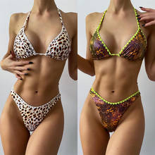 2021 New Women's Swimsuit Leopard Print Strappy Bikini European And American Fashion Sexy Beachwear Summer Spa Beach Surf Sport 2024 - buy cheap