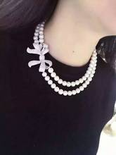 double strands 9-10mm south sea white pearl necklace 18'"19""925silver KKK 2024 - buy cheap