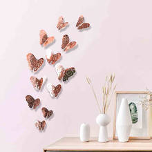 Espelho De Prata borboleta Adesivos de Parede Decoração Home Room Art 3D DIY 12PCS alta qualidade decalque decorativos paredes parágrafos 2024 - compre barato