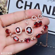 KJJEAXCMY boutique jewelry 925 sterling silver inlaid Natural Garnet Necklace Ring Earring Bracelet Suit Support Detection 2024 - buy cheap