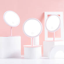 Espelho de maquiagem dobrável com luz led, espelho de mesa com carregamento usb, para viagem, decoração para casa 2024 - compre barato