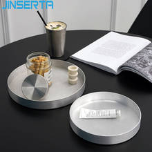 JINSERTA Metal Storage Tray Round Jewelry Display Plate Cosmetic Organizer Dessert Fruit Cake Snack Plate Desktop Sundries Tray 2024 - buy cheap
