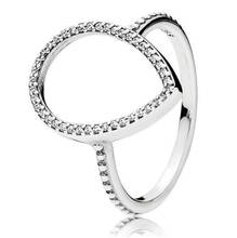 Anillo Pandora de Plata de Ley 925 auténtica para mujer, anillos de silueta en forma de lágrima con cristal, regalo de fiesta de boda, joyería fina 2024 - compra barato
