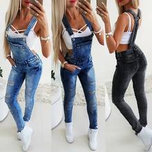 Комбинезон женский джинсовый однотонный, Свободный Повседневный комбинезон, брюки, S-3XL 2024 - купить недорого