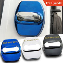 Flyj-capa adesiva de fechadura de porta de carro, 4 peças, acessórios adesivos de carro, capa protetora de fechadura de porta interior para hyundai creta 2024 - compre barato