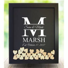 personalised monogram Guestbook ideas alternative drop top box with hearts wood wedding guest book frame wedding gift shadow box 2024 - buy cheap