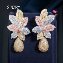 SINZRY NEW goegous cubic zircon flower waterdrop exaggerated bridal wedding drop earrings lady creative trendy earring for women 2024 - buy cheap