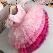 Gardenwed Puffy  Cute Ball Gown Celebrity Dresses Kids Tulle Gradient Color Layers Prom Dress Feather Sleeve Flower Girl Dresses 2024 - buy cheap