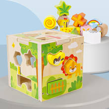 Cubo de madeira clássico para crianças, brinquedo musical fácil de apertar, pareamento cognitivo, jogo lógico montessori brinquedos divertidos para presente 2024 - compre barato