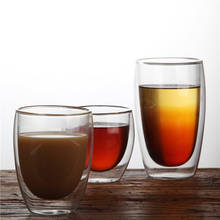 Термостойкая стеклянная чашка с двойными стенками, чашка для чая, пива, кофе, прозрачная стеклянная чашка es, прозрачная кружка, посуда для напитков 2024 - купить недорого