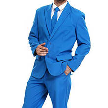 Indigo Blue Two Buttons Mens Party Suit Solid Color Leisure Suit Holiday Party Suits Business Suits Two Piece Suit(Jacket+Pants) 2024 - buy cheap