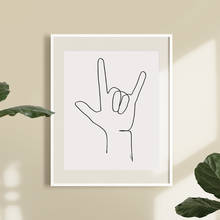 I Love You Sign Hand Language Continuous Line Drawing Print Black White Minimalist Poster Sketch Wall Art Painting Bedroom Decor 2024 - buy cheap