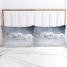 Funda de almohada personalizada con impresión Digital 3D, 50x70, 50x75, 50x80, 70x70, funda de almohada decorativa, ropa de cama de animales, lobo de nieve 2024 - compra barato