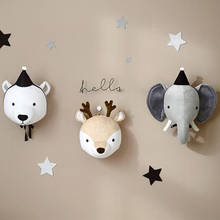 INS Nordic 3D Animals Head Stuffed Elephant Deer Bear Wall Hanging For Kids Room Boy Girl Bedroom Decor Nursery Animal 2024 - buy cheap