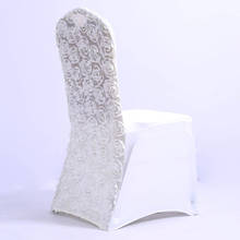 Fundas de LICRA para silla de boda, cubierta de roseta de licra, flor de satín rosa, silla elástica ajustada para decoración de eventos de Hotel, 50 Uds. 2024 - compra barato