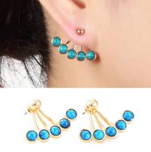 Jisensp Vintage Fashion Lovely Blue Rhinestone Earrings Fashion Punk Designs Fashion Ear Jackets Woman Ear Stud Jewelry bijoux 2024 - buy cheap